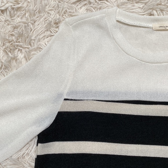 12PM by Mon Ami Stripe Top 💗 White Black Cream - Picture 5 of 11